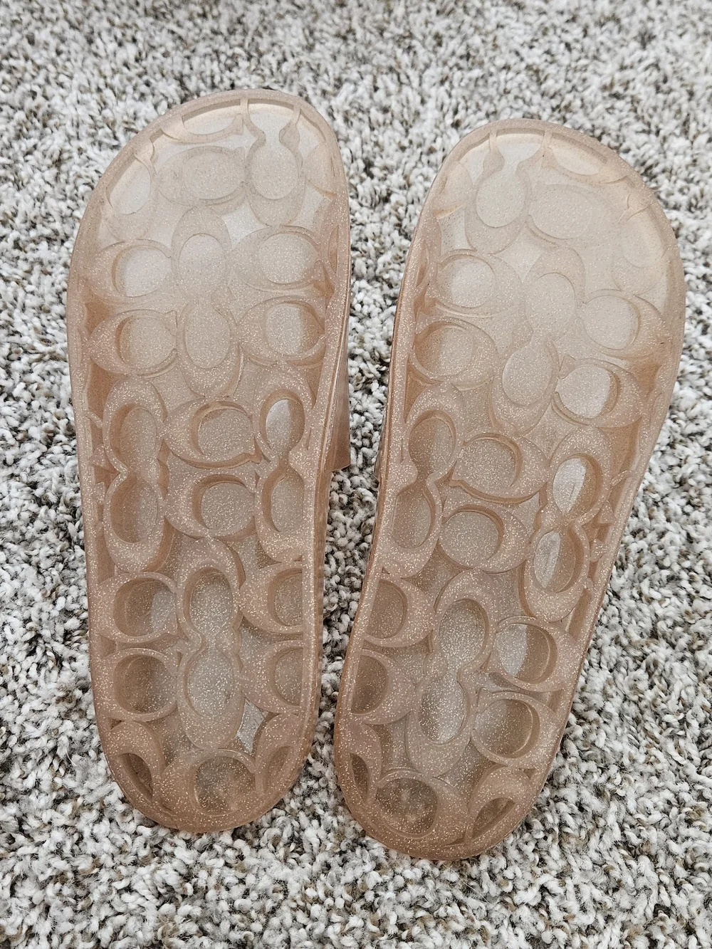 COACH Ulyssa Rubber Slide Jelly Sandals Dark Gold